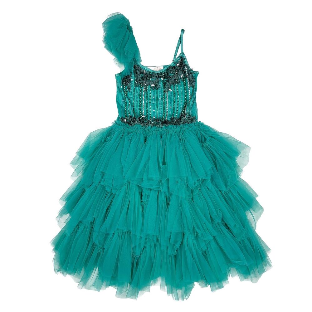 Tutu Du Monde Green Ruffled Tulle Dress Girls 10-11 Teal Sequin Pageant Photos